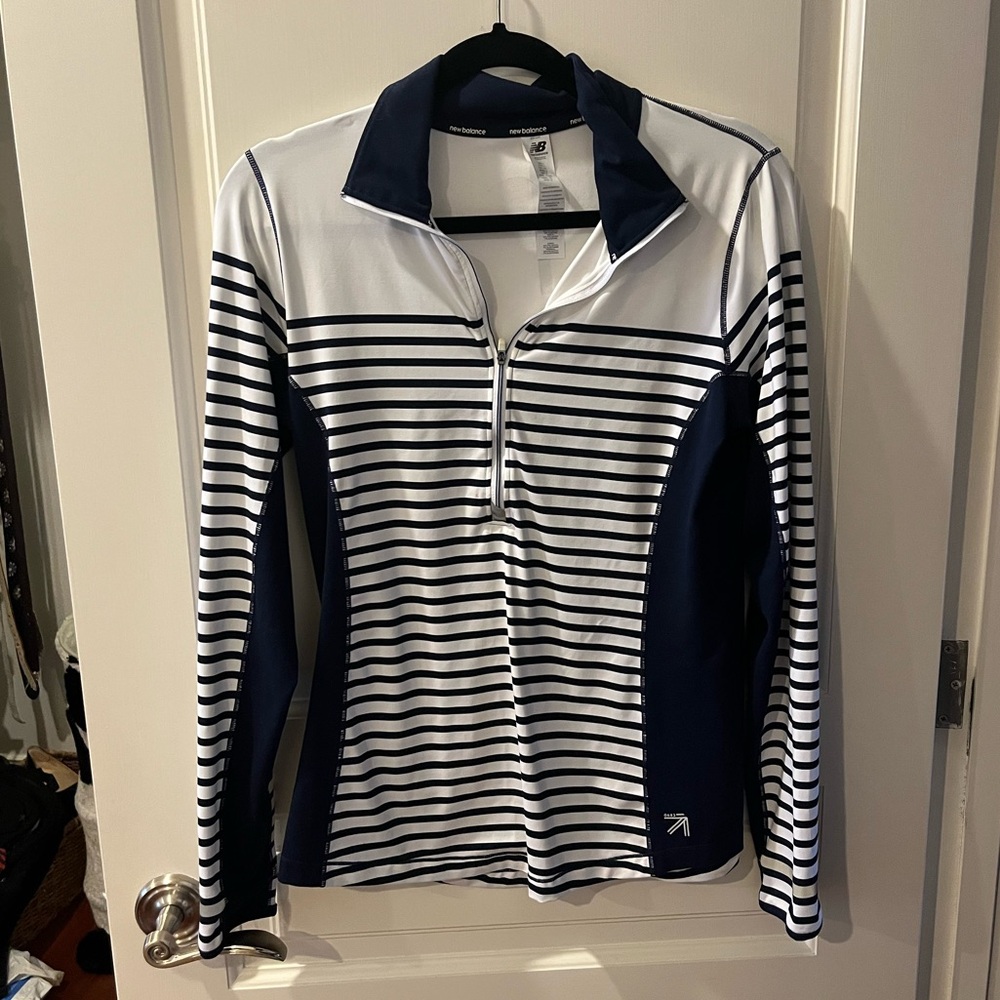 New Balance Navy and White Quarter-Zip Top Size L